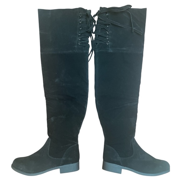 NEW SHOE DAZZLE MALYA OVER THE KNEE BOOTS WITH LACE UP DETAIL - Picture 2 of 7